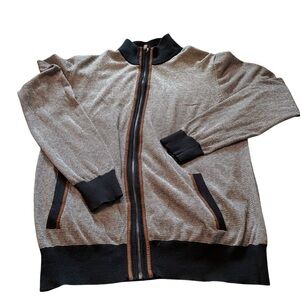 Daniel Bishop Collection Navy Trim-Zipup Cardigan sweater-100% Cotton-Size Large